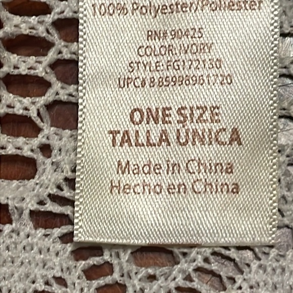 OS Vintage 1988 Time USA cream ivory lace sleeveless open long cardigan - Picture 12 of 12